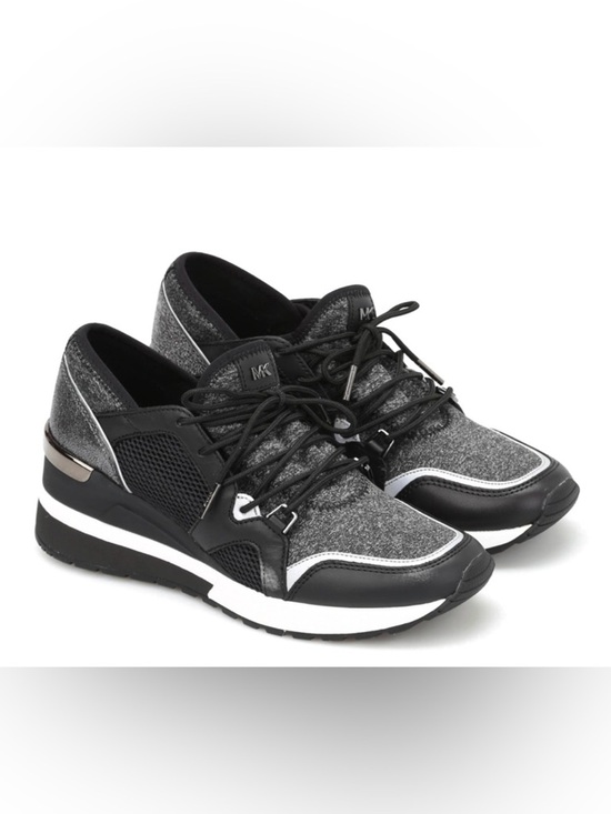 Michael Kors Shoes - Michael Kors Black and Gray Knit Leather Lace-Up bold statement Sneakers
